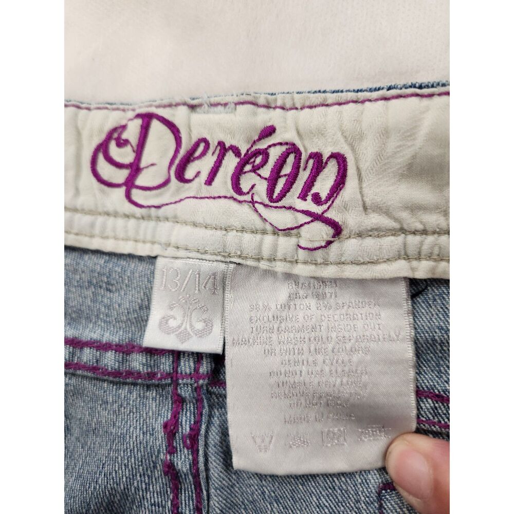 Dereon Beyonce Bootcut Y2K Jeans size 13/14 Light Wash Embroidered Logo Womens - Picture 5 of 11
